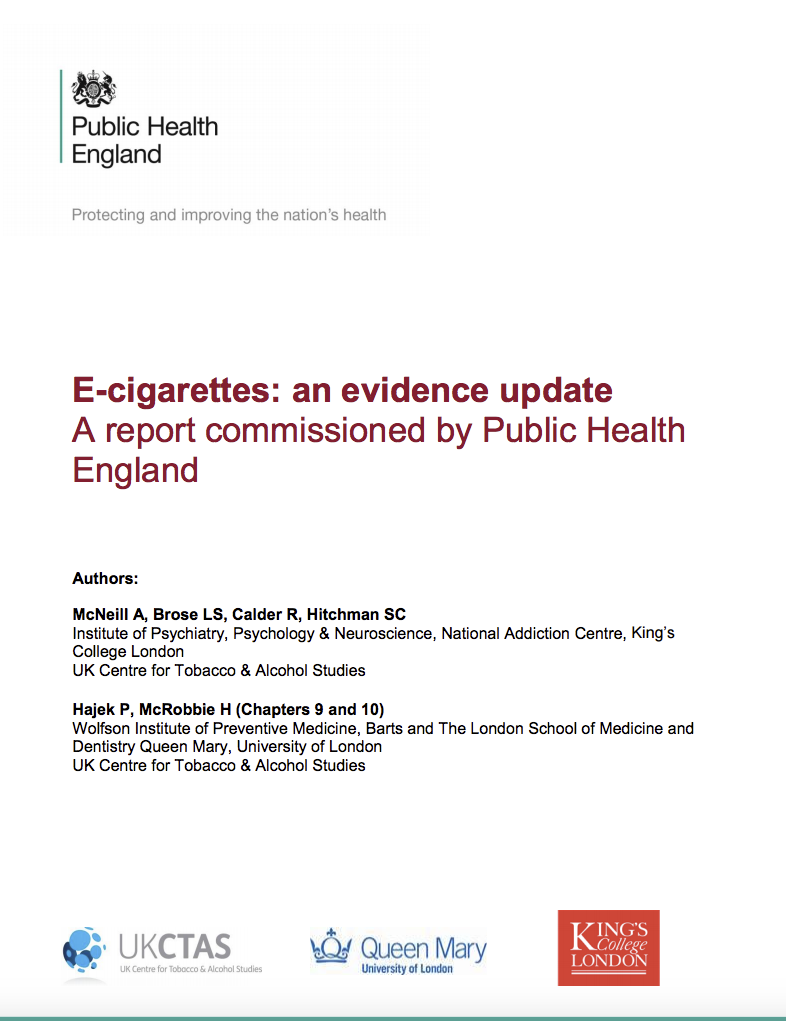 Public Health England says truthful realistic things about e